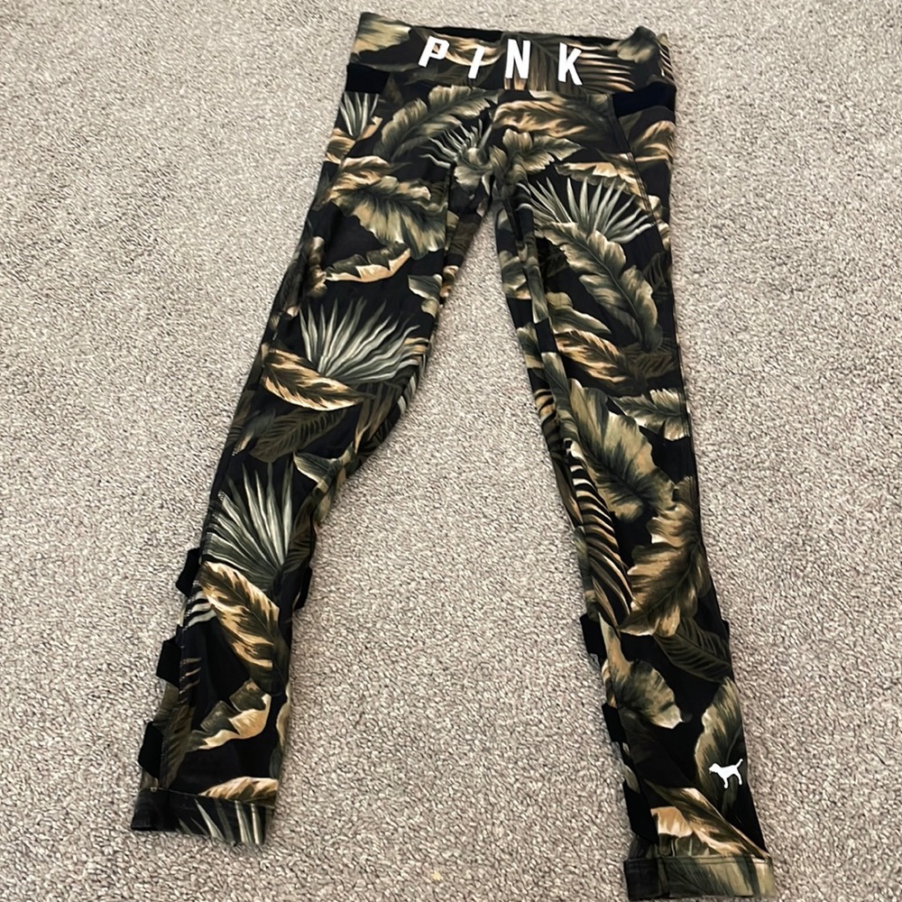 VS PINK leggings colorful palm print small
